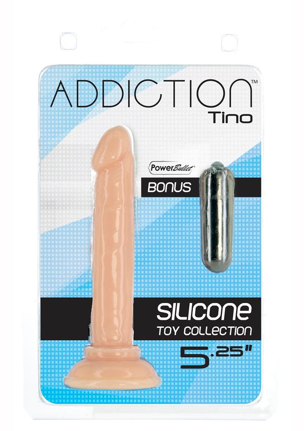Addiction Toy Collection Tino Silicone Dildo With Balls 5.25in - Vanilla