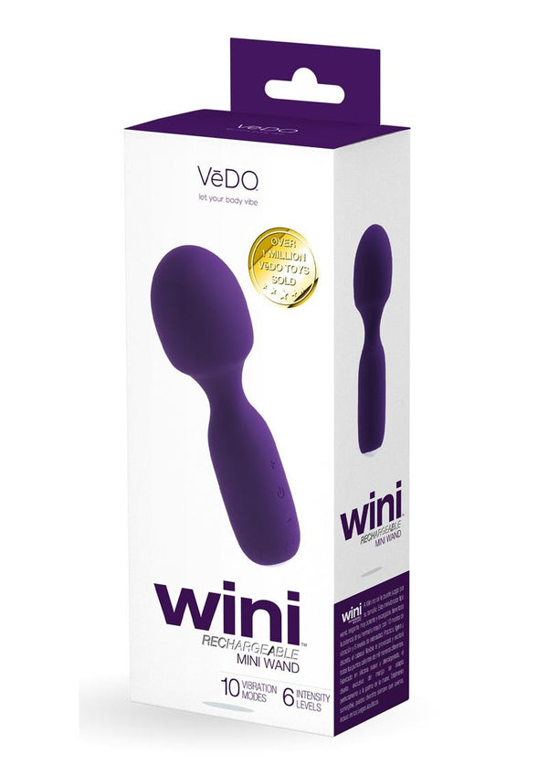 Wini Silicone Rechargeable Mini Wand Massager - Deep Purple