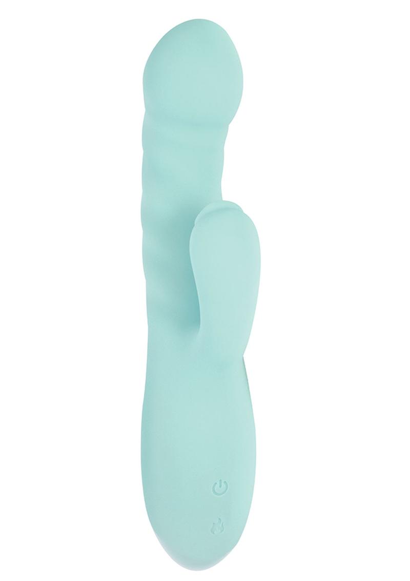 Luv Heat Up Thruster Rechargeable Silicone Vibrator - Aqua