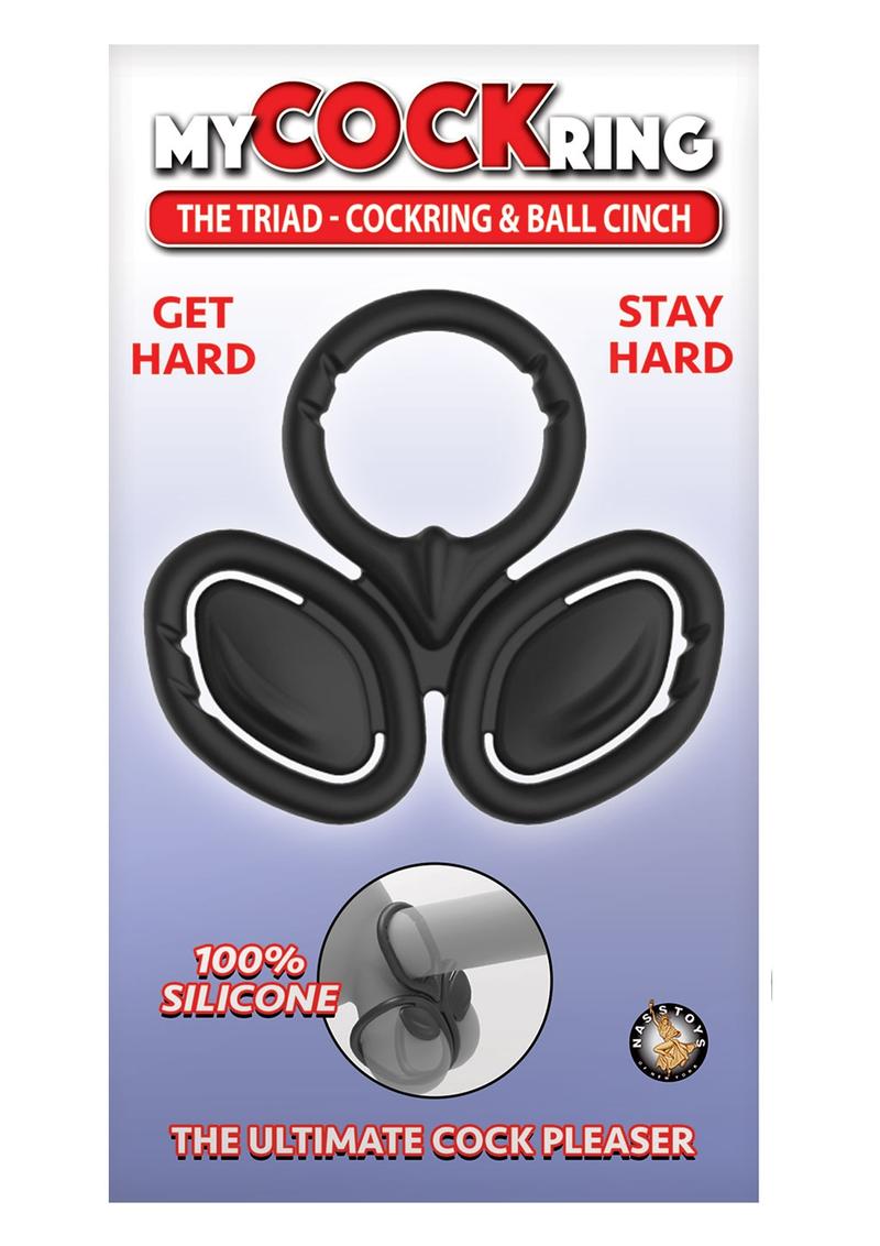 My Cockring The Triad Silicone Cock Ring andamp; Ball Cinch - Black