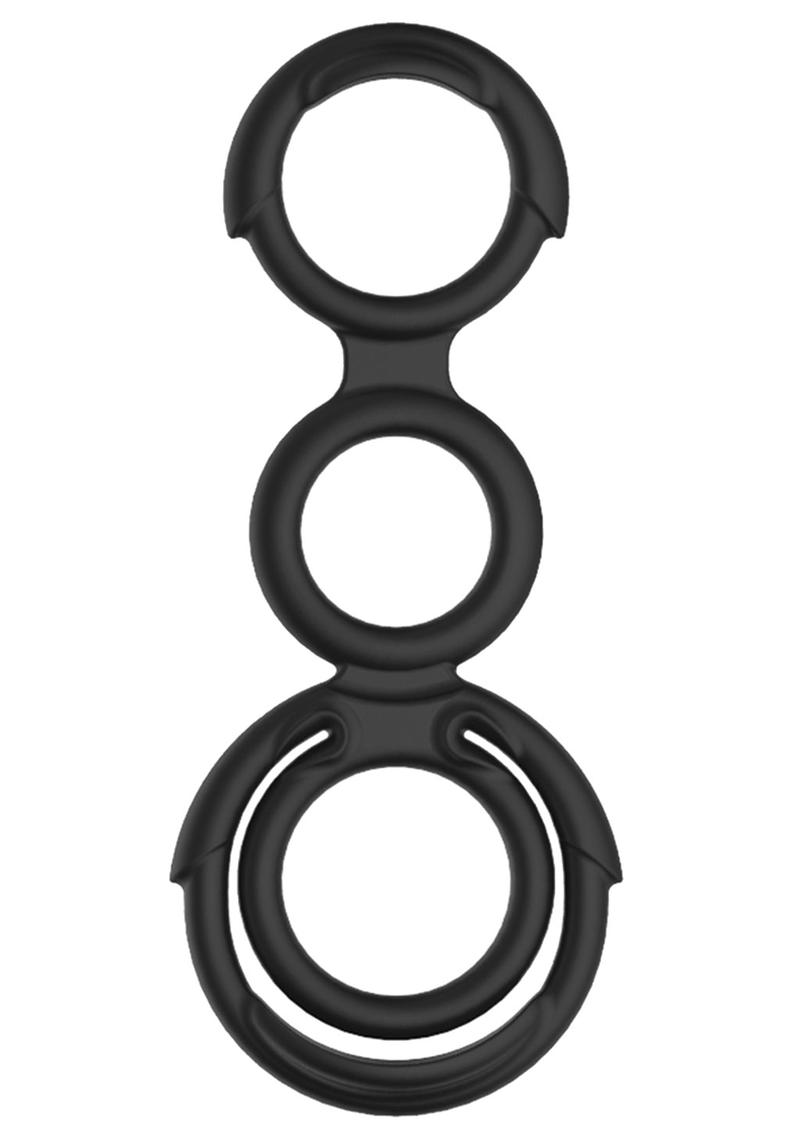 My Cockring Quattro Silicone Cock andamp; Scrotum Rings - Black