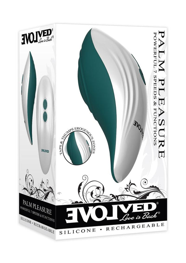 Palm Pleasure Silicone Rechargeable Stimulator - Teal/White