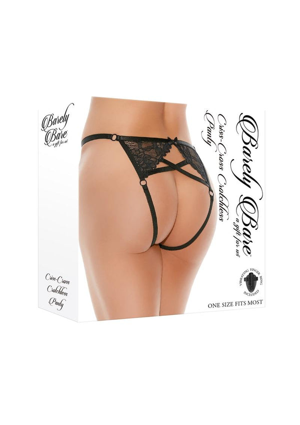 Barely B Criss Cross Crotchles Panty Blk