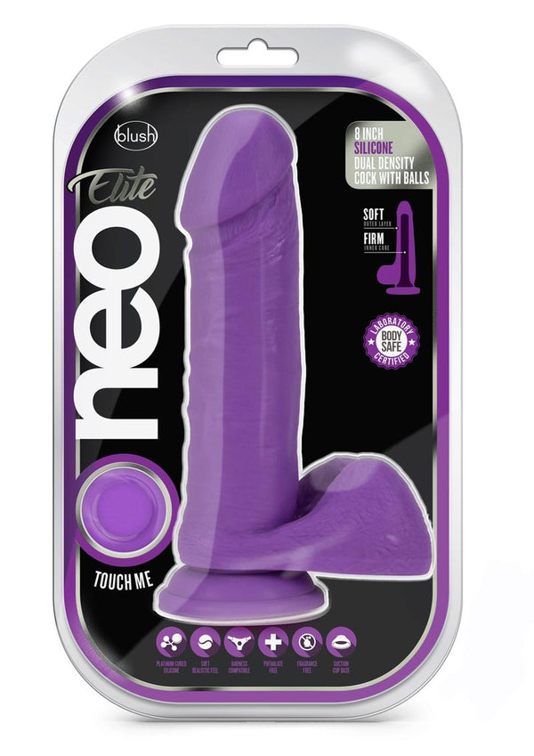 Neo Elite D Dense Cock W/balls 8 Purple