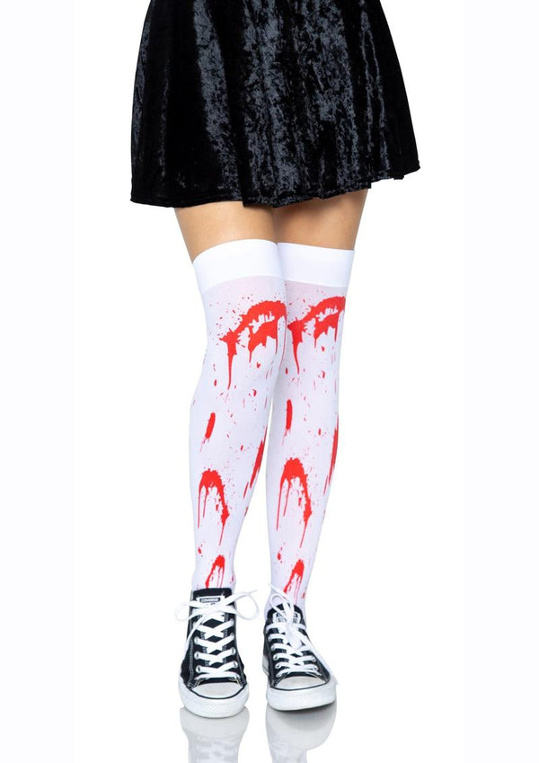 Bloody Zombie Thigh Highs O/s White/red