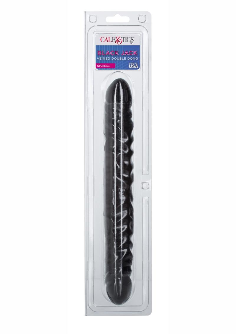 Black Jack Veined Double Dong 12 Inch Black
