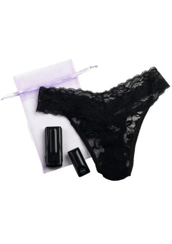 Dr Laura Berman Astrea II Vibrating Thong Panty Massager With Remote Control - Black