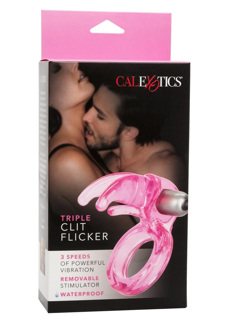 Triple Clit Flicker Cock Ring Red