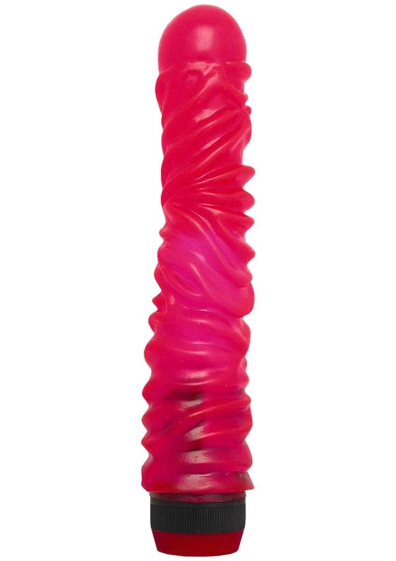 Jelly Caribbean Number 6 Textured Jelly Realistic Vibrator Waterproof Pink 8 Inch