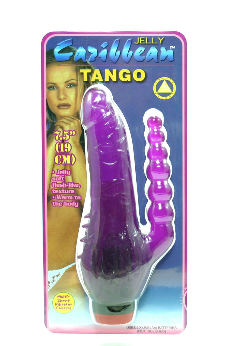 Jelly Caribbean Number 10 Tango Dual Penetration Jelly Vibrator - Purple