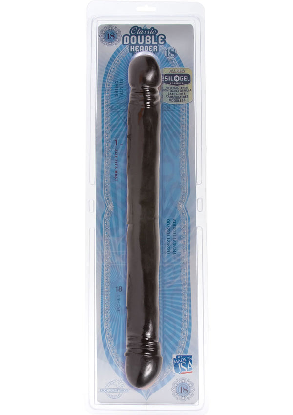 Classic Double Header Smooth Dildo 18In - Black