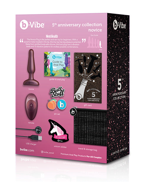 b-Vibe 5 Year Anniversary Collection Novice Remote Control Plug Set - Galaxy Plum
