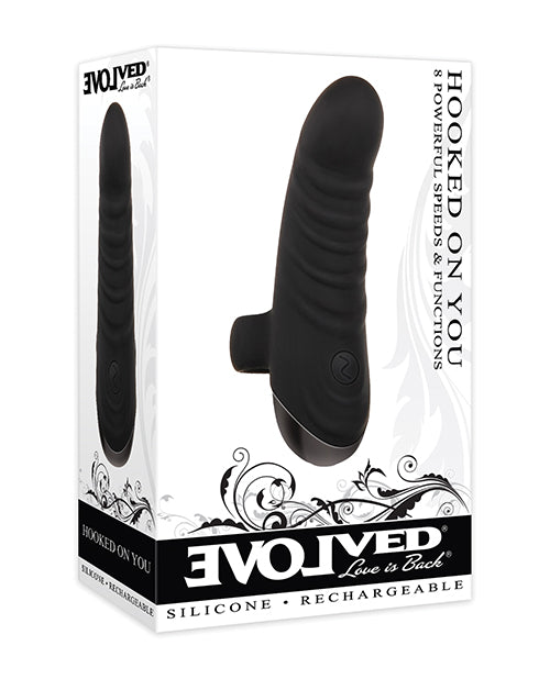 Evolved Hooked on You Curved Finger Vibrator - Black
