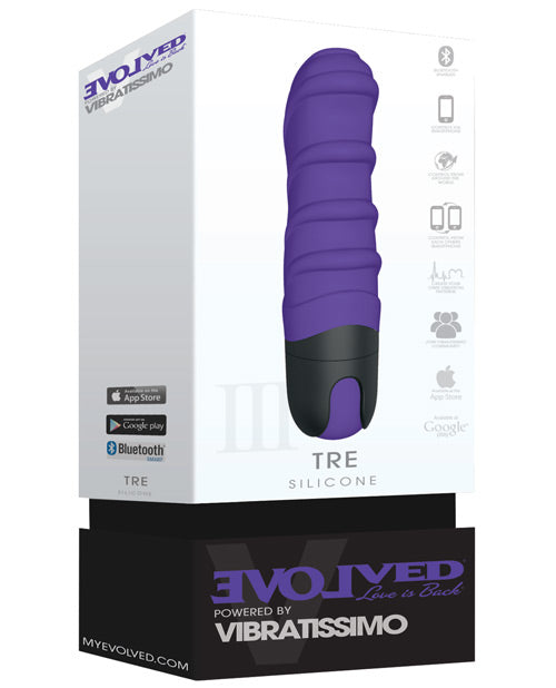 Evolved Vibratissimo Tre Ribbed Stick - Purple/Black