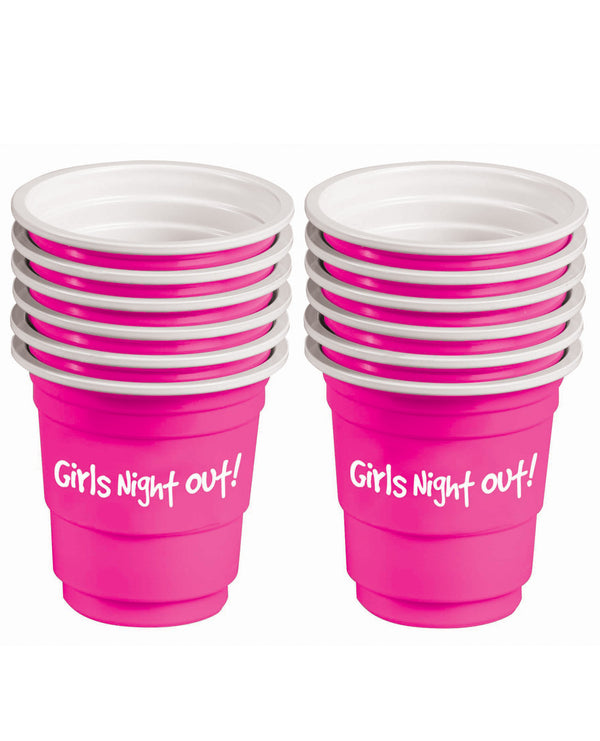 Girls Night Out! Bachelorette Plastic Shot Glasses - Pink Set of 12