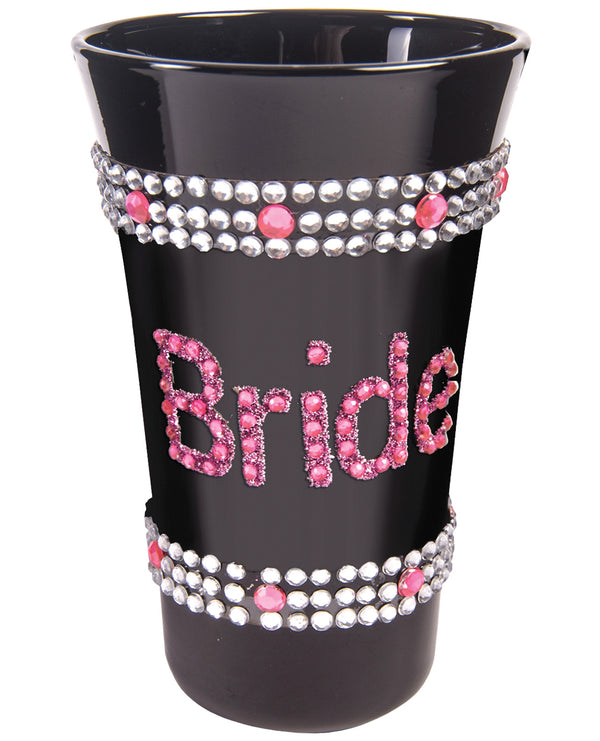 Bride Shot Glass w/Pink Stones - Black