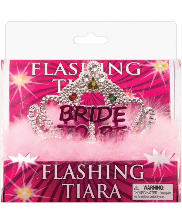 Flashing Bride to be Tiara w/Pink Marabou