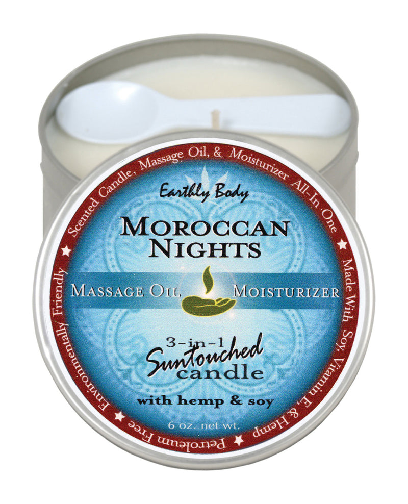 Earthly Body Suntouched Hemp Candle - 6 oz Round Tin Moroccan Nights