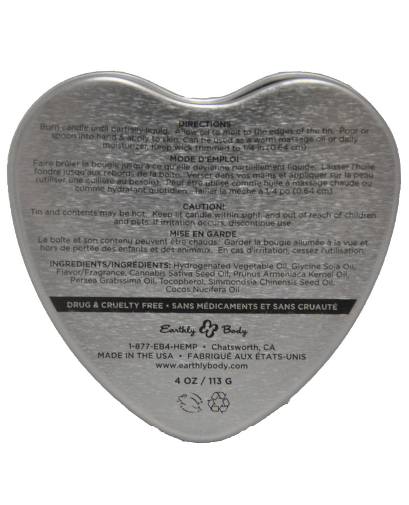 Earthly Body Suntouched Hemp Edible Candle - 4.7 oz Heart Tin Chocolate