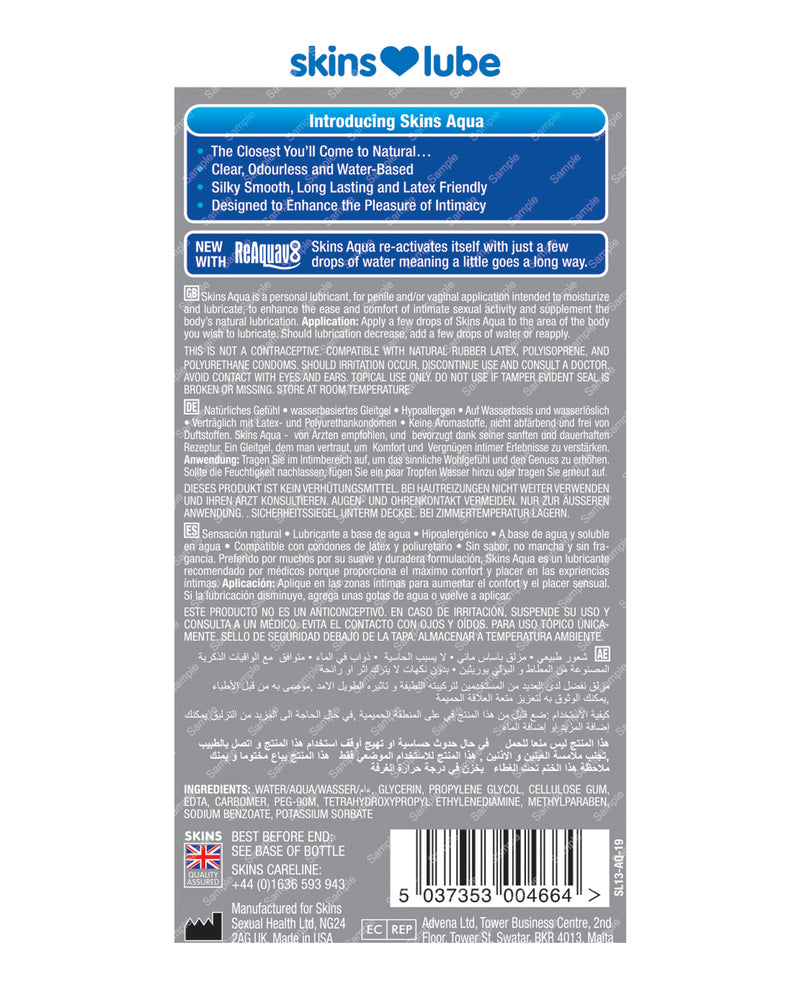 Skins Aqua Water Based Lubricant - 8.5 oz