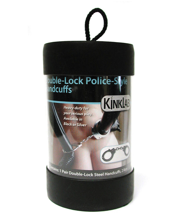 KinkLab Double Lock Police Style Handcuffs - Black
