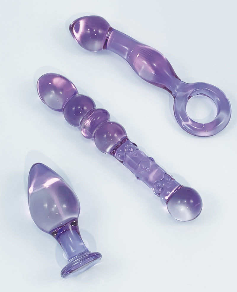 Nobu Glass Gems 3 pc Set - Purple