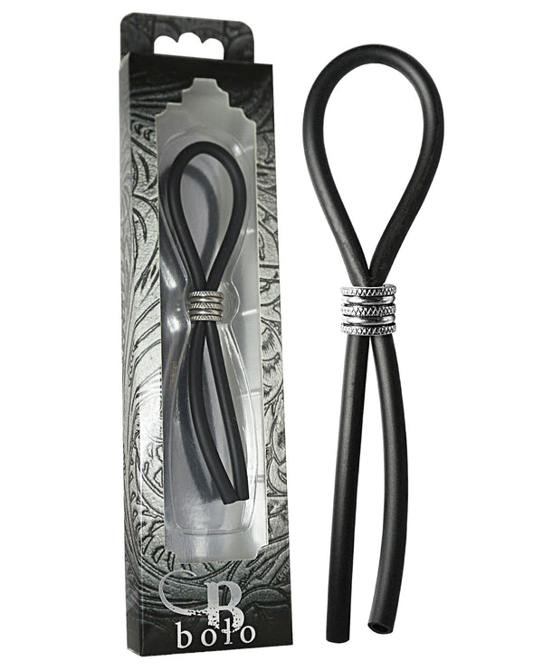 Bolo Silicone Lasso & Grooved Stainless Steel Slider - Black