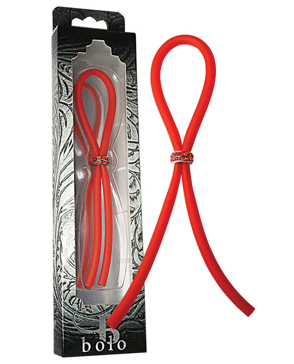 Bolo Silicone Band Lasso w/Red Gems - Red