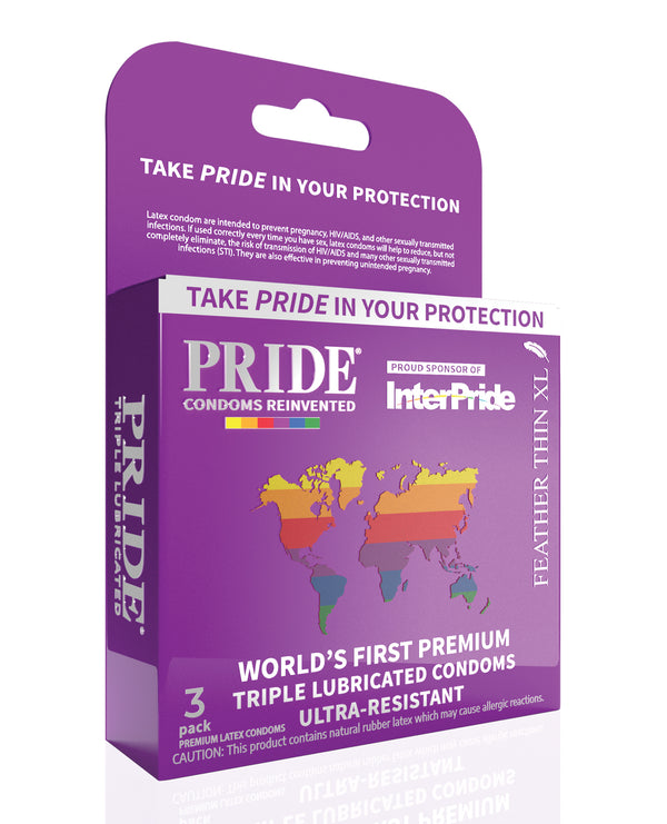 Pride Feather Thin XL Condoms - Pack of 3