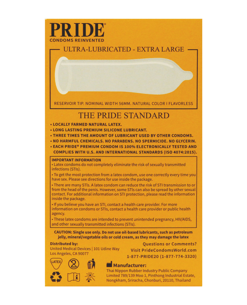 Pride XL Condoms - Pack of 12