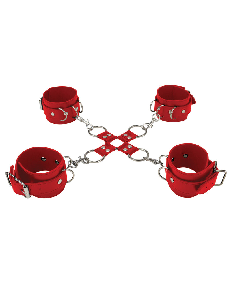 Shots Ouch Leather Hand & Leg Cuffs - Red