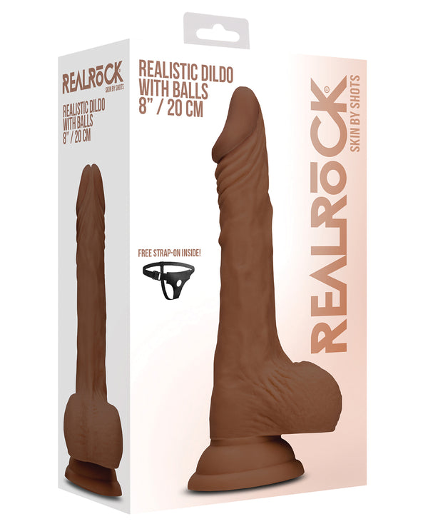 Shots RealRock 8" Realistic Dildo w/Balls - Brown