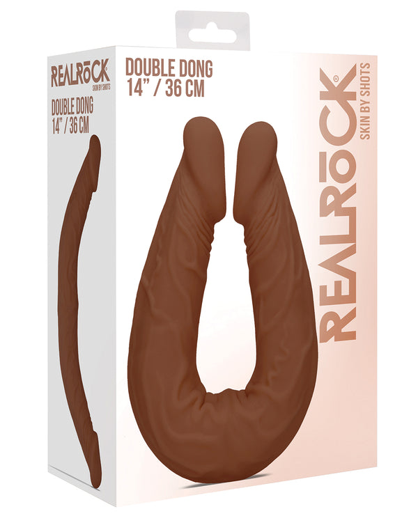Shots RealRock 14" Double Dong - Brown