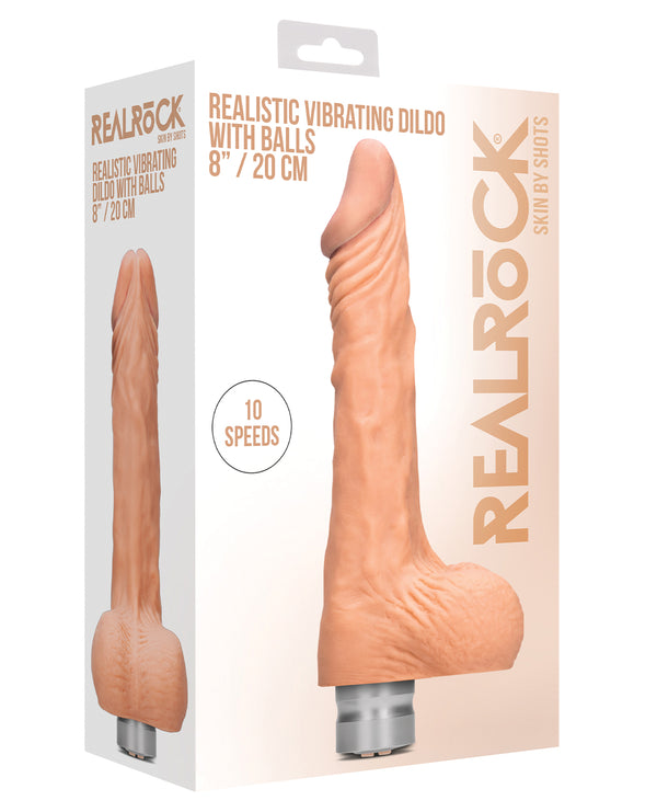 Shots RealRock 8" Realistic Vibrating Dildo w/Balls - Flesh