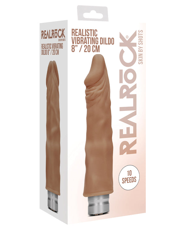 Shots RealRock 8"Realistic Vibrating Dildo - Brown