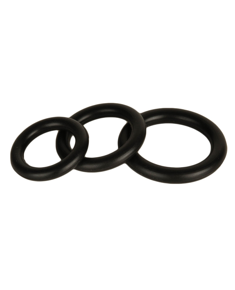 Ignite Power Stretch Silicone Donuts Cockrings - Pack of 3 Black