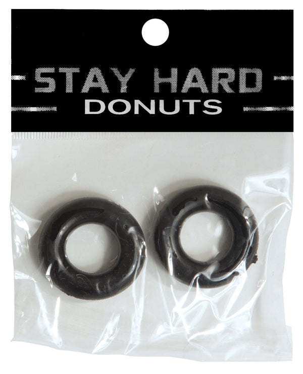 Ignite Power Stretch Donut Cock Ring - Black Pack of 2