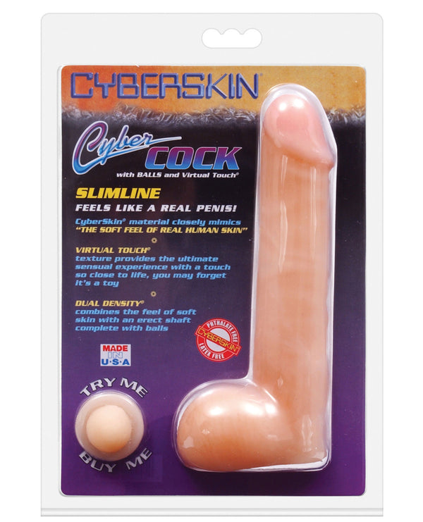 CyberSkin 8" Cock w/Balls Slimline - Flesh