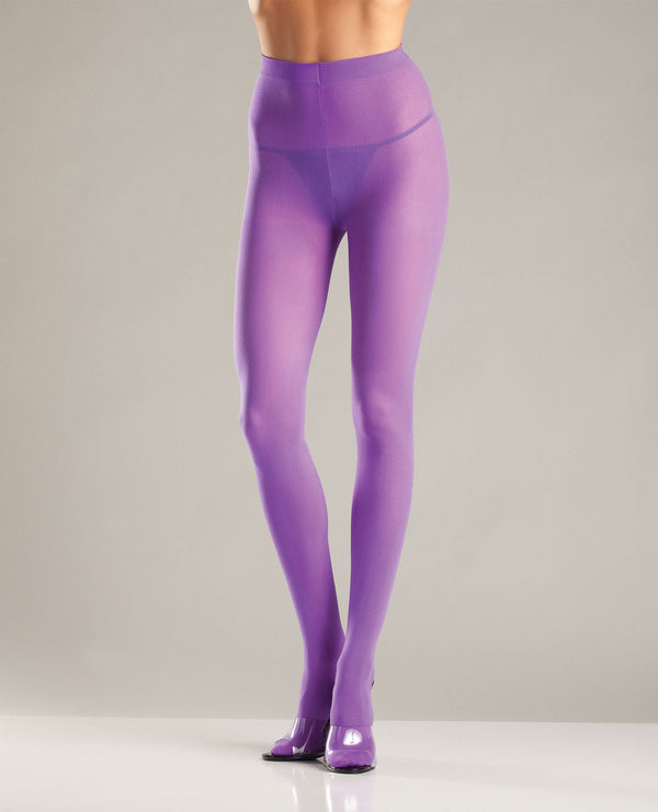 Opaque Nylon Pantyhose Purple O/S