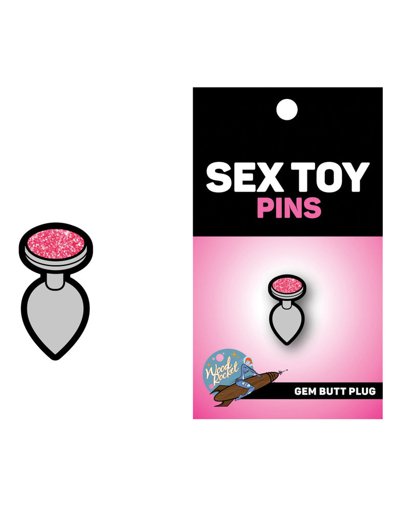 Wood Rocket Sex Toy Gem Butt Plug Pin - Silver/Pink