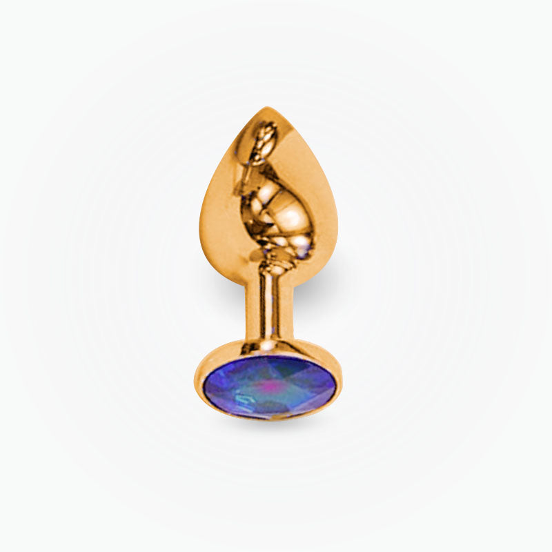 The Reluxer Butt Plug: Gold Chromed Stainless Steel with Shimmer Jewel - Medium - rainbow-novelties