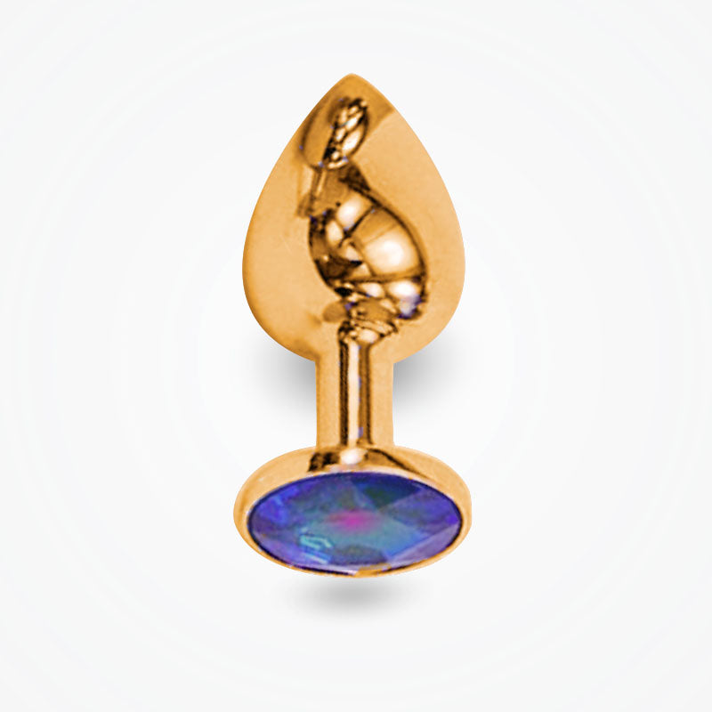 The Reluxer Butt Plug: Gold Chromed Stainless Steel with Shimmer Jewel - Large - rainbow-novelties