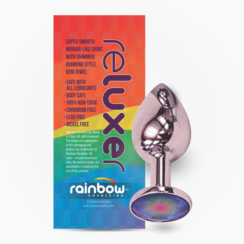 The Reluxer Butt Plug: Silver Chromed Stainless Steel with Shimmer Jewel - Medium - rainbow-novelties