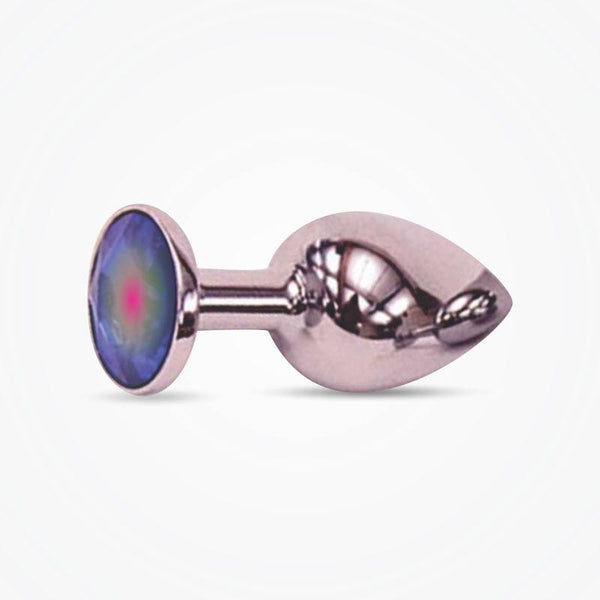 The Reluxer Butt Plug: Silver Chromed Stainless Steel with Shimmer Jewel - Large - rainbow-novelties