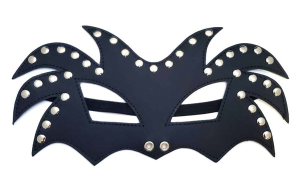 Black Leather Mask With Silver Rivets - rainbow-novelties